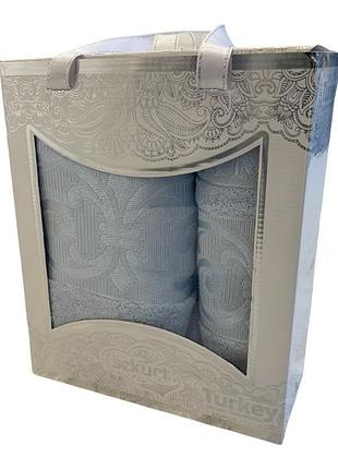 Комплект бамбукових рушників ozkurt blue 50-90 см,70-140 см блакитний