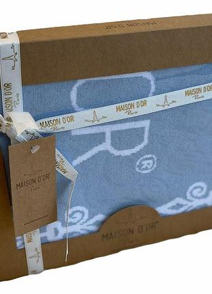 Дитячий плед maison dor baby tricot blanket blue&white трикотаж 70-90 см блакитний
