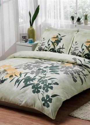Комплект постільної білизни тас ledra yesil сатин де люкс 220-200 см