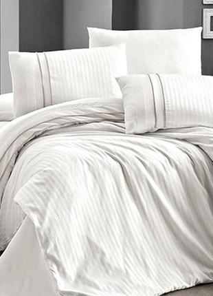 Комплект постельного белья first choice stripe style krem сатиновый 220-200 см кремовый