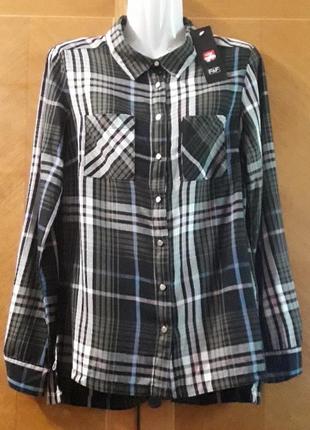 Брендовый новый хлопок + вискоза стильная рубашка в крупную клетку р 8 / 36 от f& f