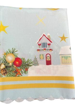 Новорічна скатертина dekoratif new year тефлонова 150-220 см різнокольорова
