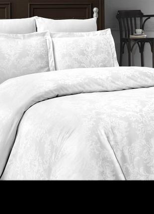 Комплект постільної білизни first сhoice jacquard satin series regina white бавовна 220*200 см білий