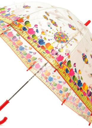 Прозрачный детский зонт zest расцветка цветная поляна