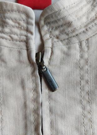 Бежевый коттоновый пиджак жакет куртка на замке с карманами olsen, p. 388 фото