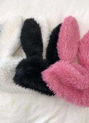 Шапка заєць (кролик) з вушками та куліскою рожева, унісекс wuke one size2 фото