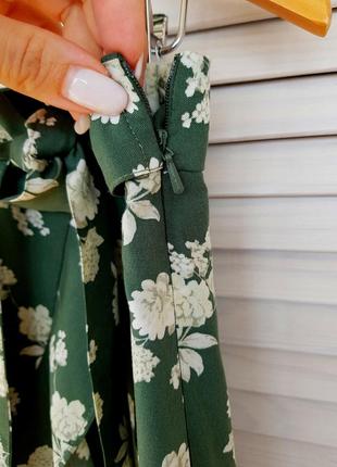 Цветочная юбка зеленая вискоза4 фото