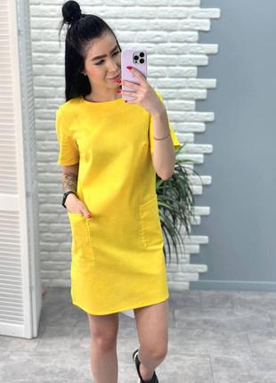 💛 літня сукня з кишенями плаття льон