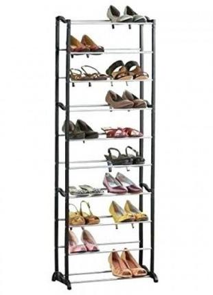 Органайзер полка для обуви amazing shoe rack  стойка до 30 пар чёрная4 фото