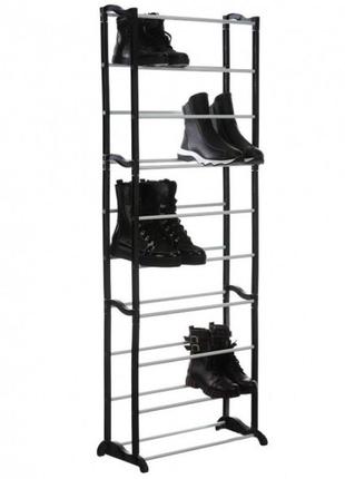 Органайзер полиця для взуття amazing shoe rack стійка до 30 пар чорна