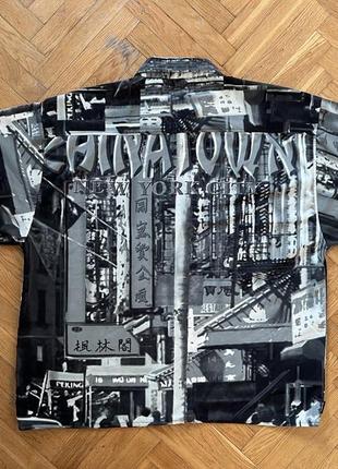 Большая рубашка new your city china town made in korea vintage, сорочка з принтом, patagonia, arcteryx, adidas, nike, fleece2 фото
