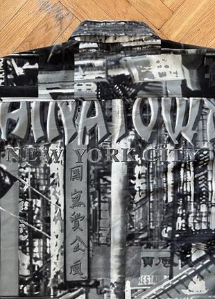 Большая рубашка new your city china town made in korea vintage, сорочка з принтом, patagonia, arcteryx, adidas, nike, fleece4 фото