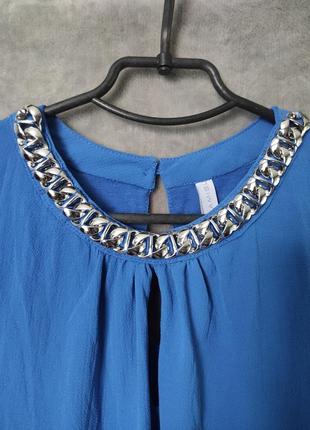 Блуза с цепочкой синяя3 фото