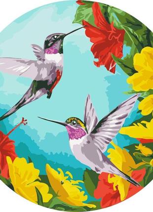 Картина по номерам brushme колибри в цветах размер m набор для росписи по цифрам