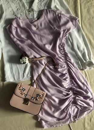 Лілова сукня із затяжкою від zara💗1 фото