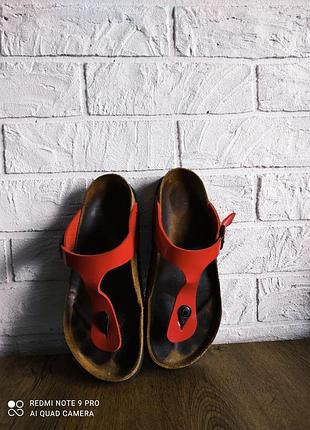 Шлепанцы сандалии birkenstock relax оригинал 🔥  яркий красный лак через палец 39;38,5