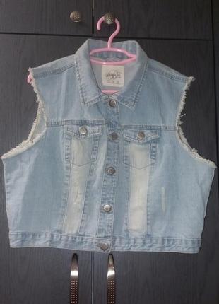 Стильна джинсова жилетка denim co, розмір 14/42.