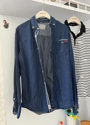 Джинсовая  рубашка zara