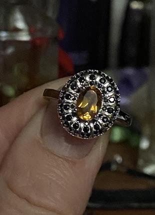 Серебряная кольца 925 пробы с натуральным цитрином и шпинелью8 фото