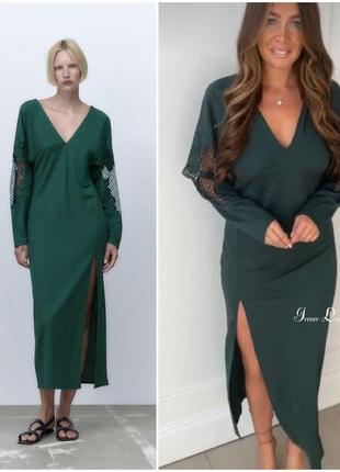 Sale🔥🔥🔥  смарагдова сукня з вишивкою zara s/m, m/l