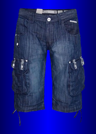 Мужские фирменные джинсовые шорты карго  crosshatch синего цвета
