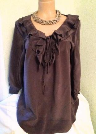 Изумительная шелковая блуза с воланами,48-52разм.