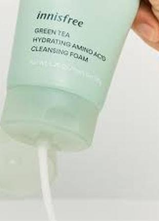 Пінка для вмивання із зеленим чаєм innisfree green tea hydrating amino acid cleansing foam2 фото