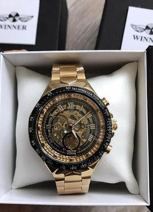 Чоловічий наручний годинник  gold механіка в коробці3 фото