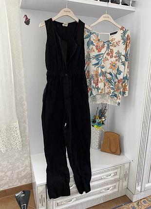 Котоновый черный комбинезон asos