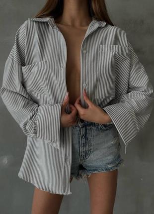 Рубашки свободного кроя в полоску 💗 • материал: хлопок. рубашка