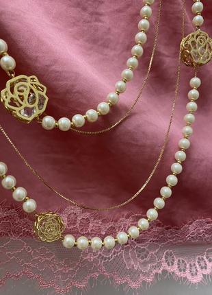 Розкішне намисто, буси з імітацією перлів.