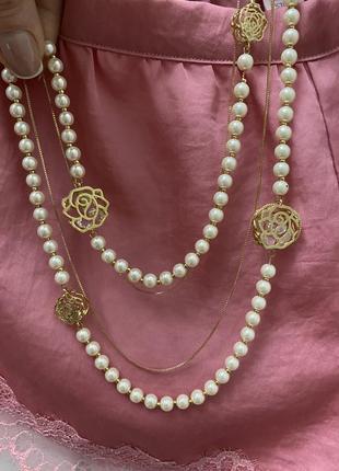 Роскошное ожерелье, бусы с имитацией жемчуга.3 фото