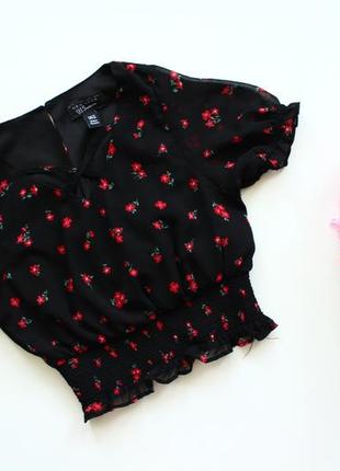 Тонка шифонова блуза, топ блуза вкорочена на 9-10 років