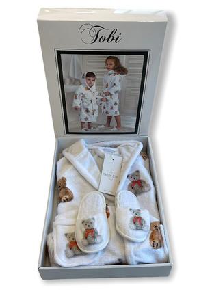 Дитячий халат maison d'or tobi junior white бавовна 6 років білий