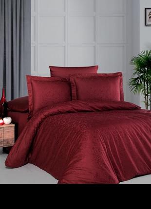 Комплект постільної білизни first сhoice jacquard dark series lamone dark red бавовна 220*200 см червоний