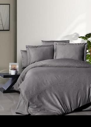 Комплект постільної білизни first сhoice jacquard dark series feodora quick silver бавовна 220*200 см сірий