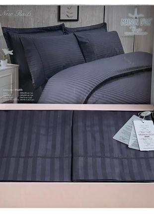 Комплект постельного белья maison d'or new rails antracite сатин 220-200 см темно серый