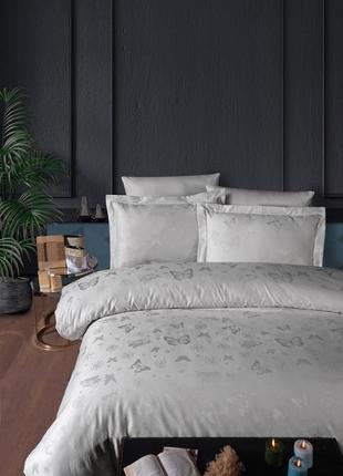 Комплект постільної білизни first choice jacquard corina sand бавовна сімейна 220-160 см*2 шт бежева