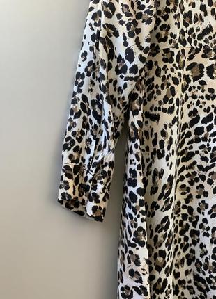 Леопардовое платье рубашка с длинным рукавом5 фото