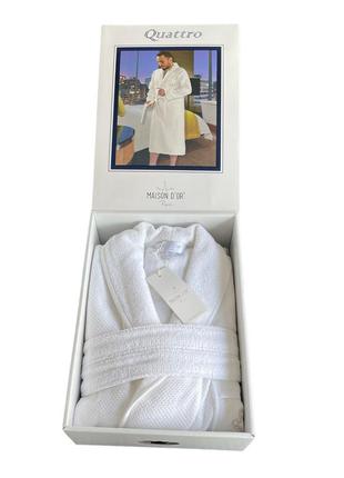 Мужской махровый халат  maison d'or quattro white хлопок размер l (50) белый