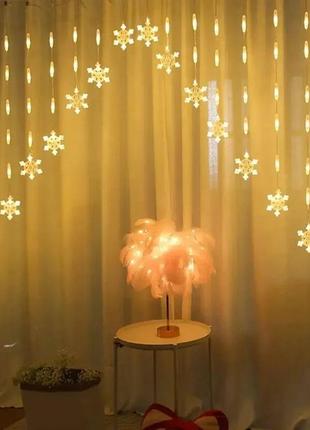 Гирлянда штора арка, снежинки 3 м, 220v, теплая белая / светодиодная led гирлянда /...