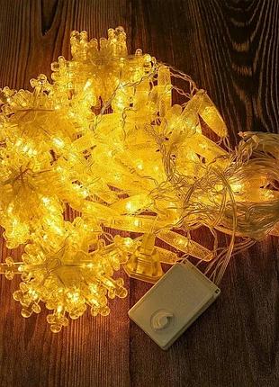 Гирлянда штора арка, снежинки 3 м, 220v, теплая белая / светодиодная led гирлянда /...