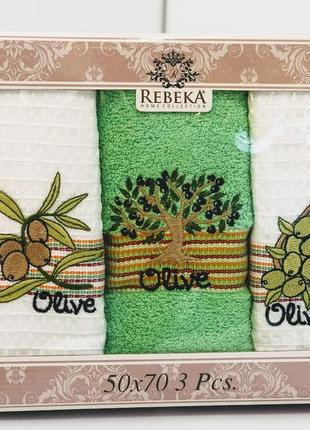 Набір кухонних рушників rebeka бавовна 50-70 см зелені1 фото