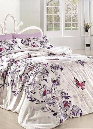 Постельное белье first choice ranforce kelebek lilac хлопок 160-220 см лиловый