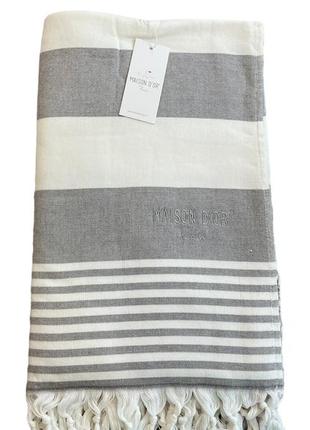 Пляжное полотенце maison dor primavera beach grey white хлопок 100-200 см серое