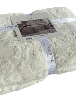 Maхровый плед maison dor sanda bedspread ecru хлопок 160-240 см кремовый