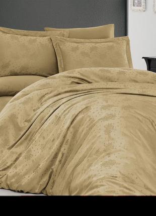 Комплект постельного белья first сhoice jacquard satin series marelda caramel хлопок  220*200 см золотистый