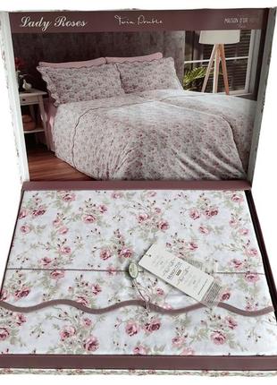 Комплект постельного белья maison d'or lady roses rose сатин 220-200 см разноцветное