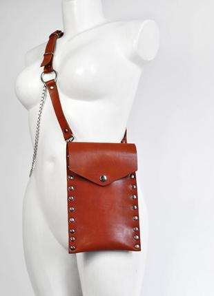 Крос боді вертикальна сумочка з натуральної шкіри. сумка кишеня, чохол для телефону2 фото
