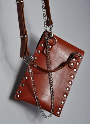 Крос боді вертикальна сумочка з натуральної шкіри. сумка кишеня, чохол для телефону5 фото